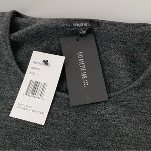 Lafayette 148 NY wool short sleeve sweater color is smoke in large